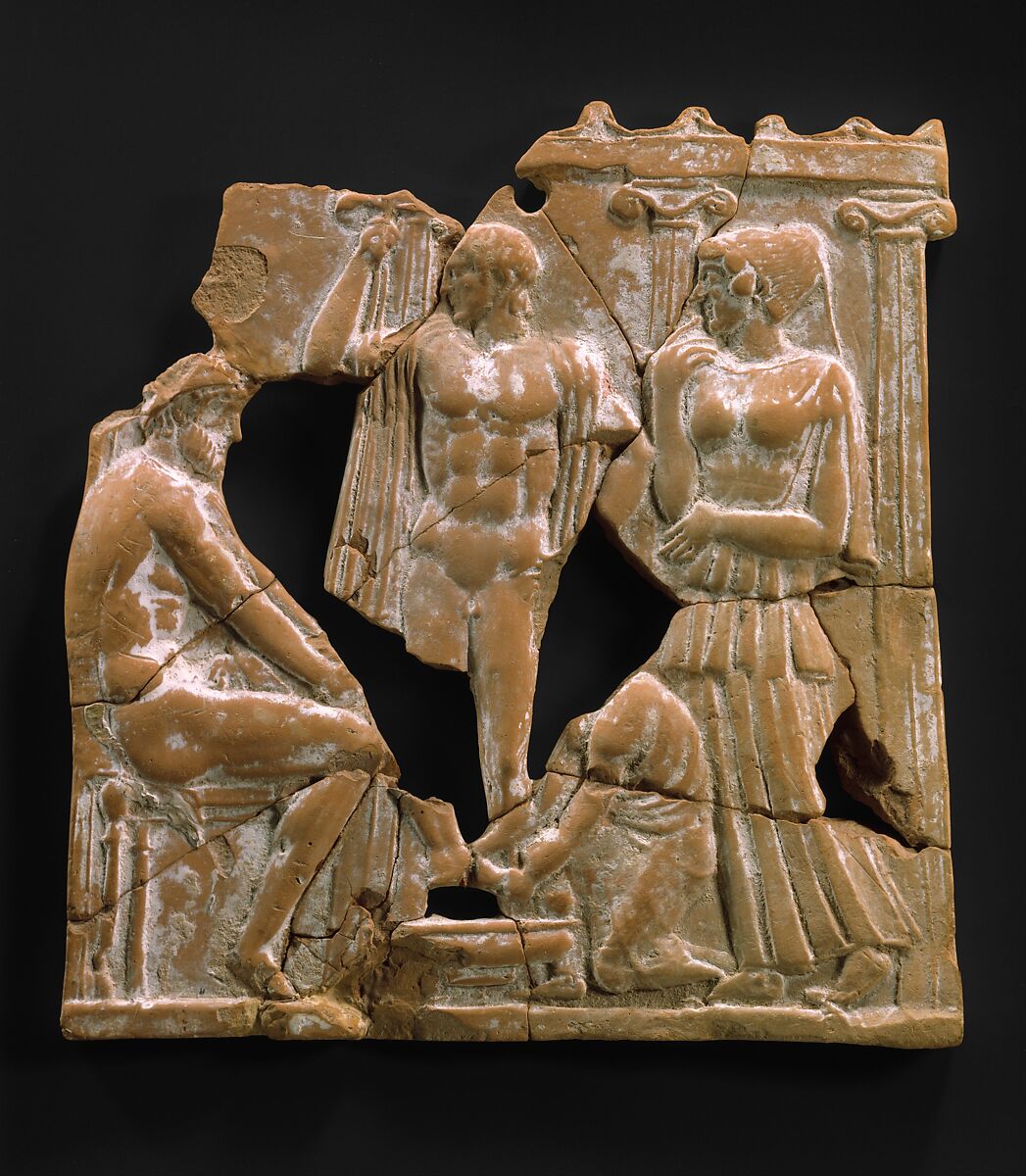 Ancient Greek terracotta plaque showing Eurykleia recognizing Odysseus, Metropolitan Museum of Art Open Access image